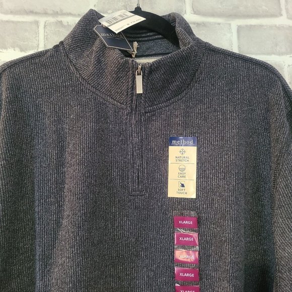 Method Mens Long Sleeve Quarter Zip Knit Sweater Black SZ XL NWT - Picture 3 of 9
